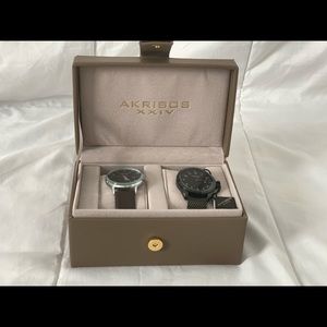 Akribos XXIV Men’s steel mesh & watch set 2 piece